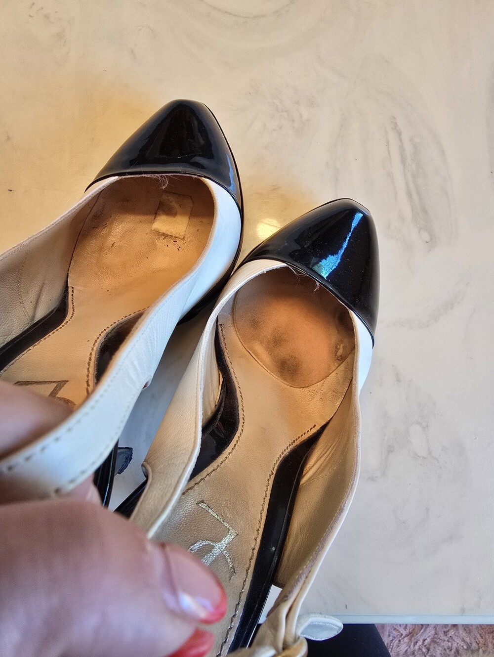 Yves Saint Laurent Rive Gauche Leather Colorblock Pattern Slingback Pumps 39 - Picture 14 of 14